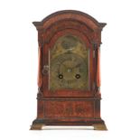 A LATE 19TH CENTURY KINGWOOD VENEERED MANTEL CLOCK with break arch case with turned pillars and