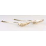 A PAIR OF GEORGE II SCOTTISH HANOVARIAN PATTERN SILVER TABLESPOONS by Edward Lothian, Edinburgh,