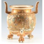 AN IMPRESSIVE MEIJI PERIOD JAPANESE SATSUMA JARDINIERE OF LARGE SIZE decorated with gilt figural