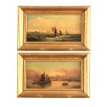 WILLIAM ANSLOW THORNLEY (1858 -1898). A PAIR OF OILS ON CANVAS depicting coastal scenes of various