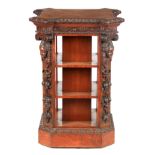 A MID 19TH CENTURY FIGURED WALNUT FREESTANDING LIBRARY BOOKCASE IN THE MANNER OF GILLOWS of square