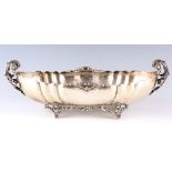 A STYLISH LARGE SLENDER OVAL .800 HALLMARKED SILVER TABLE CENTREPIECE probably Italian, with