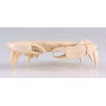 A JAPANESE MEIJI PERIOD IVORY CARVED SCULPTURE modelled as a crab 11.5cm wide