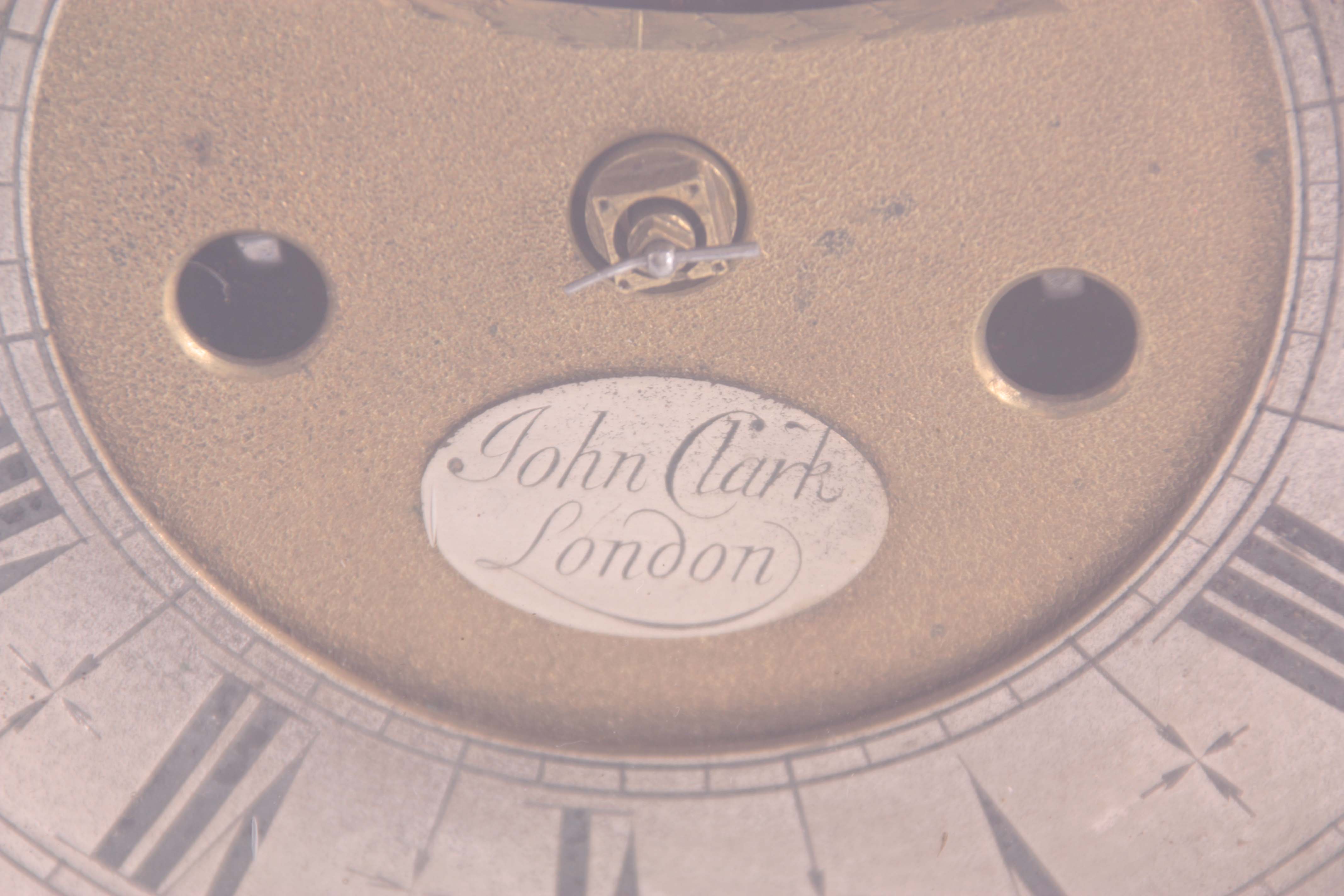 JOHN. CLARK, LONDON. AN EARLY 18TH CENTURY EBONISED BRACKET CLOCK the case with inverted bell top - Image 2 of 5