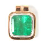 A LARGE 18CT GOLD AND EMERALD PENDANT width of emerald measures 9mm wide. Total weight 17g