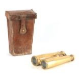 AN EARLY PAIR OF NAVAL BRASS BINOCULARS SIGNED 'DOLLAND, LONDON' with gnarled centre focusing