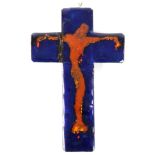 AN UNUSUAL FRENCH ENAMEL CRUCIFIX SIMILAR TO WORK BY GEORGES ROUAULT, PARIS. Having old retailers