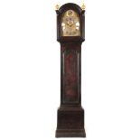 MARK DELURE, LONDON. A MID 18TH CENTURY LACQUERED LONGCASE CLOCK the chinoiserie lacquered oak