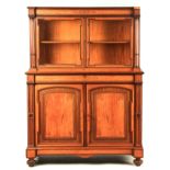 A LATE 19TH CENTURY AESTHETIC PERIOD SATINWOOD CABINET IN THE MANNER OF LAMB, MANCHESTER with