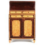 A FINE LATE 18TH CENTURY BIRDS EYE MAPLE AND ROSEWOOD SHERATON STYLE SIDE CABINET/CHIFFONIER the