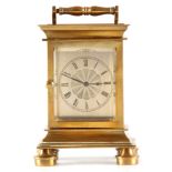 P. CATTANEO, RYEGATE. A MID 19th CENTURY ENGLISH CARRIAGE CLOCK with heavy moulded brass case and