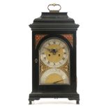 HENRY HINDLEY, YORK. A RARE MID 18TH CENTURY EBONISED BRACKET CLOCK the case with inverted bell