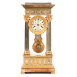 J.B. ROEMAET, A GRAND. A MID 19TH CENTURY FRENCH ORMOLU AND SILVERED PORTICO MANTEL CLOCK the case