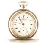 A SILVER FULL HUNTER OTTOMAN EMPIRE POCKET WATCH signed BILLODES the floral porcelain dial having