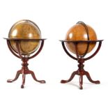 A MATCHED PAIR OF EARLY 19TH CENTURY 12" CARY TERRESTRIAL AND CELESTIAL GLOBES ON STANDS each