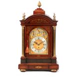 A LATE 19TH CENTURY QUARTER CHIMING TRIPLE FUSEE BRASS INLAID ROSEWOOD BRACKET CLOCK the fine