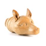 AN EARLY 19TH CENTURY STONEWARE FOX HEAD STIRRUP CUP 19cm overall.