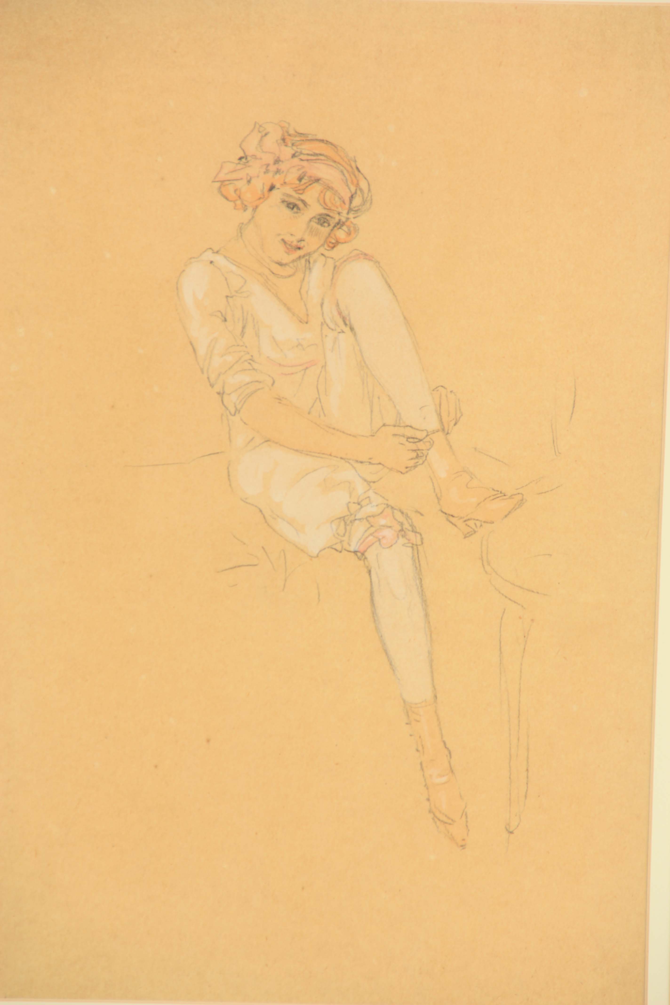 RAPHAEL KIRCHNER. WATERCOLOUR AND PENCIL. 'The Artist's Wife' 46.5cm high, 31.5cm wide - unsigned - Bild 2 aus 4