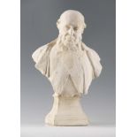 AN EARLY 20TH CENTURY PLASTER CAST BUST modelled as an 18th Century gentleman 48cm high - signed and