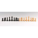 A TOURNAMENT SIZE STAUNTON TYPE WEIGHTED CHESS SET the boxwood and ebonised set having weighted