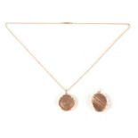 TWO 9CT ROSE GOLD LOCKETS, one with 9ct rose gold chain app. 11.8g