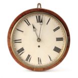 A MID 19TH CENTURY ROSEWOOD 10" DIAL DRUM STYLE WALL CLOCK the cylindrical-shaped case with