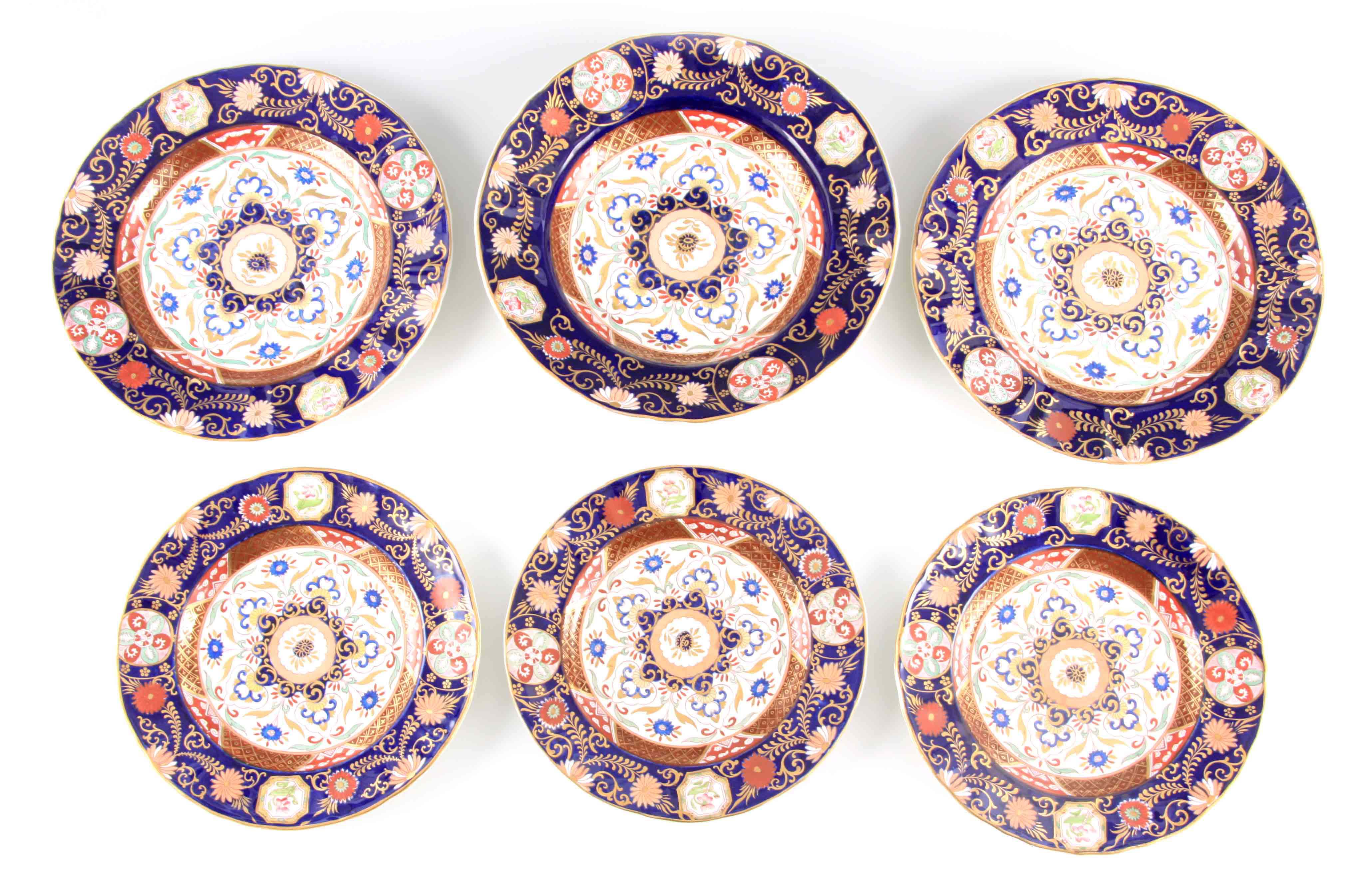 A 19TH CENTURY ASHWORTH BROs REAL IRONSTONE CHINA PART DINNER SERVICE comprising five plates of