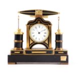 GUILMET, PARIS. A 19TH CENTURY FRENCH INDUSTRIAL BEAM ENGINE AUTOMATION MANTEL CLOCK the black and