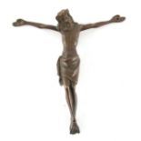 AN ANTIQUE PATINATED BRONZE CORPUS CHRISTI 15.5cm high