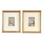 CHARLES ROWBOTHAM (1858 - 1921) A PAIR OF WATERCOLOURS OF FIGURAL COASTAL SCENES 18.5cm high 12.
