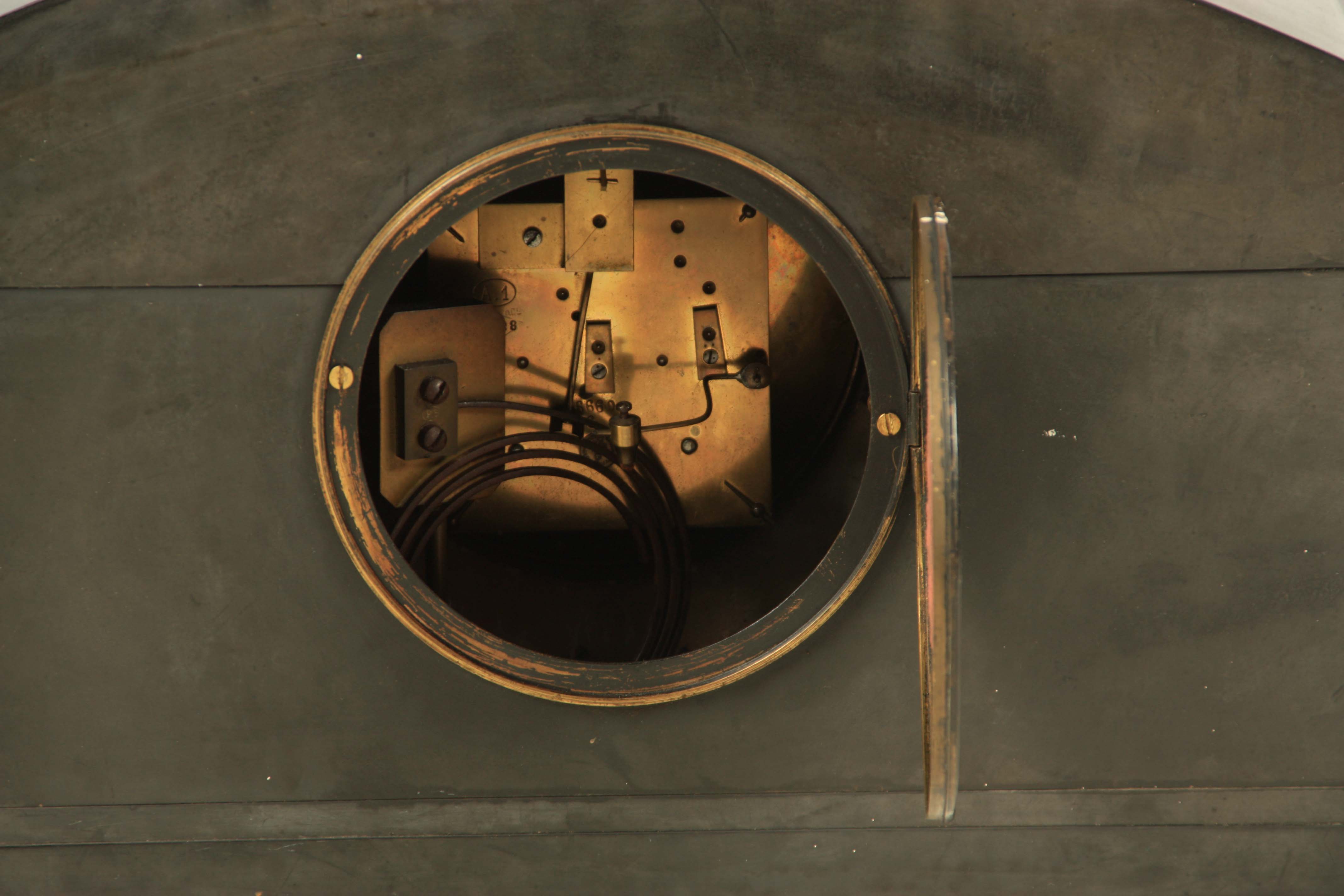 A LARGE LATE 19TH CENTURY BLACK SLATE AND BRONZE MOUNTED MANTEL CLOCK the arched case with moulded - Image 6 of 6