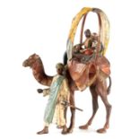 ATT. FRANZ BERGMAN. AN EARLY 20TH CENTURY AUSTRIAN COLD PAINTED BRONZE SCULPTURE modelled as an Arab