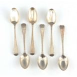 A SET OF SIX VICTORIAN BEAD EDGE SILVER TEASPOONS by George Adams, London, 1858, 14cm long, 148