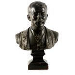 AN EARLY 20TH CENTURY LIFESIZE PATINATED BRONZE BUST modelled as an Islamic gentleman with