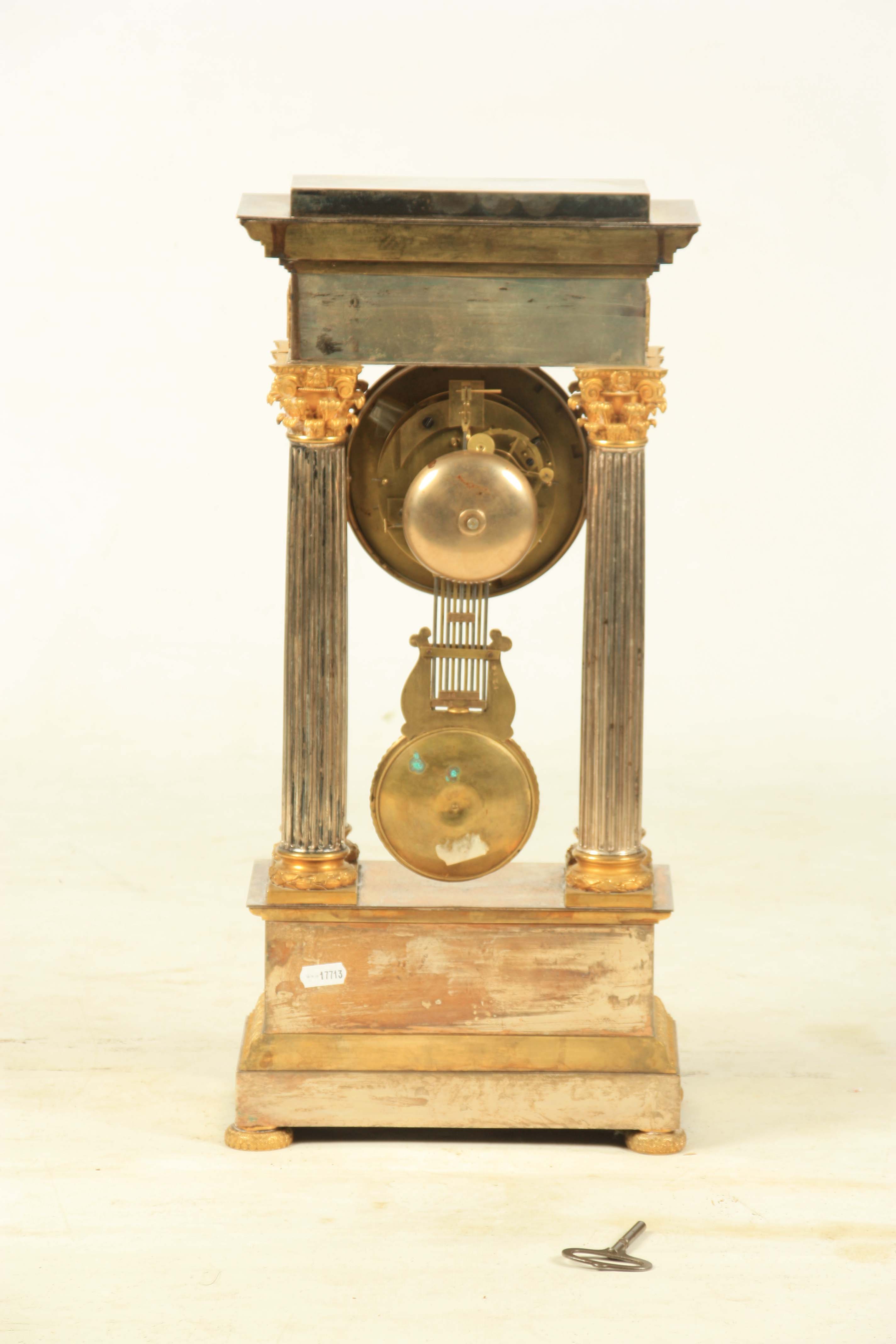 J.B. ROEMAET, A GRAND. A MID 19TH CENTURY FRENCH ORMOLU AND SILVERED PORTICO MANTEL CLOCK the case - Image 4 of 6