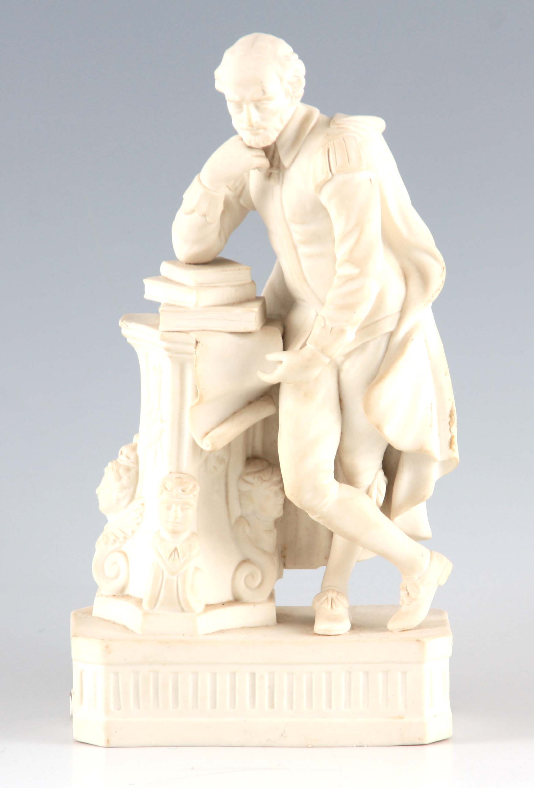 A 19TH CENTURY PARIAN WARE FIGURE OF A SCHOLAR 25cm high