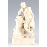 A 19TH CENTURY PARIAN WARE FIGURE OF A SCHOLAR 25cm high