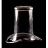 A GEORGIAN NOVELTY CLEAR GLASS MATCHSTICK HOLDER IN THE FORM OF A TOP HAT 11cm high.