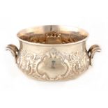 A 19TH CENTURY SILVER BOWL BY EDWARD KER REID, LONDON dated 1857 with Rococo style floral