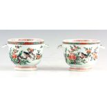 A PAIR OF 18TH/19THCENTURY CHINESE FAMILLE VERTE WINE COOLERS of two-handled form finely decorated