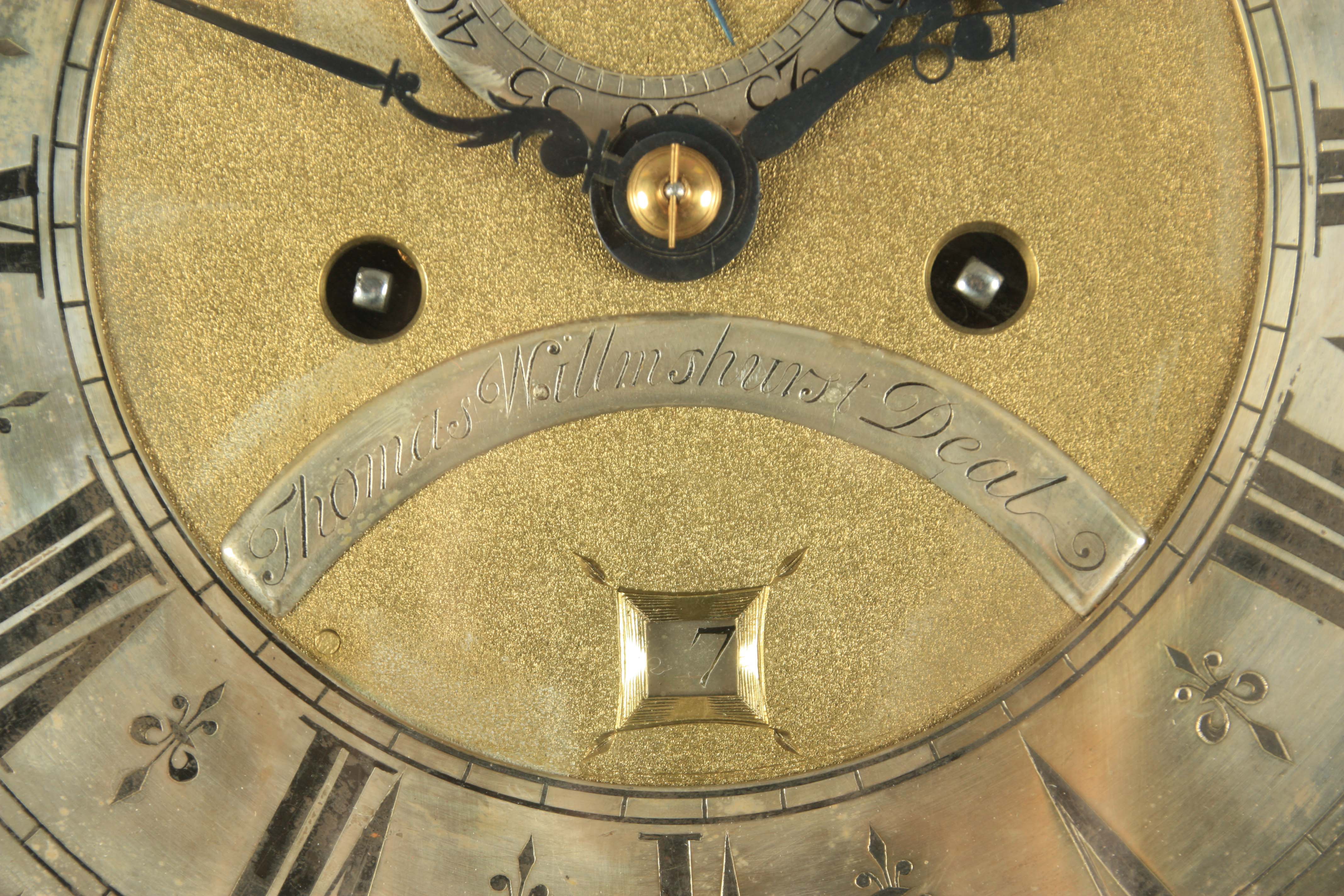 THOMAS WILLMSHURST DEAL. A GEORGE III MAHOGANY 8-DAY ROCKING SHIP LONGCASE CLOCK the 12” brass - Image 4 of 7