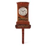 A SMALL MID 19TH CENTURY ROSEWOOD AND BRASS INLAID FUSEE MANTEL CLOCK WITH ORIGINAL BRACKET the case