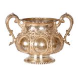 A VICTORIAN SILVER BOWL BY ROBERT HENNELL, LONDON 1863 of bulbous form decorated with floral work