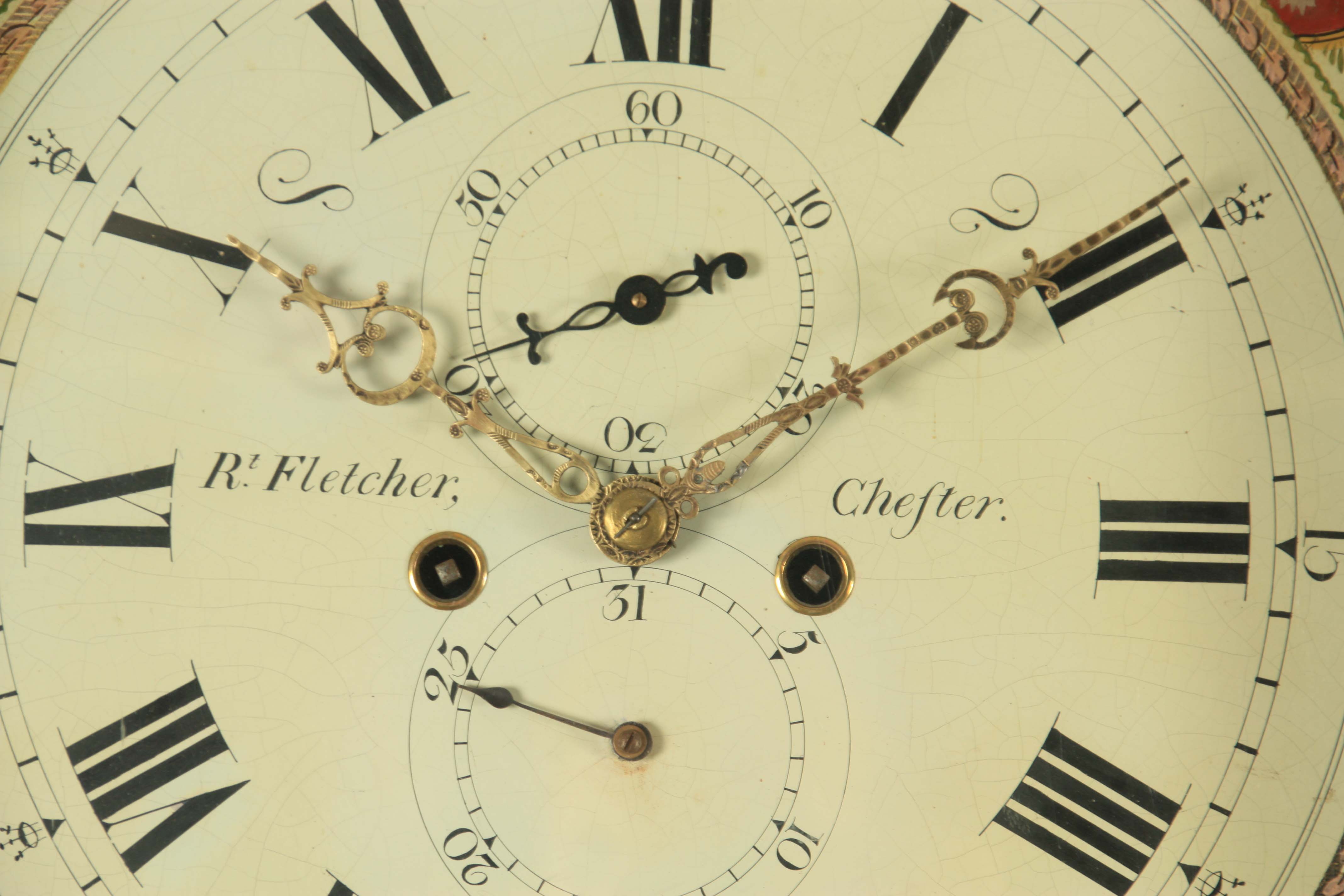 R. FLETCHER, CHESTER. A LATE GEORGE III LONGCASE CLOCK the oak and crossbanded mahogany case with - Image 5 of 7