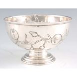 AN EDWARD II ART NOUVEAU EMBOSSED FRUIT BOWL by William Devenport, Birmingham, 1902, 255 grams, 17cm