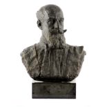LEON MOURADOFF 1893-1980. AN EARLY 20TH CENTURY LIFESIZE PATINATED BRONZE BUST modelled as the