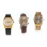A COLLECTION OF THREE GENTLEMEN'S VINTAGE WRIST WATCHES a gold plated USSR Poljot 22 jewels