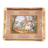 A LATE 19TH CENTURY ROYAL VIENNA TRAY with finely painted centre depicting a classical scene of