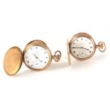 TWO GOLD PLATED FULL HUNTER POCKET WATCHES SIGNED 'THOMAS RUSSELL, LIVERPOOL' both having keyless