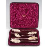 A LATE 18TH CENTURY CASED SET OF FRUIT SERVING SPOONS AND SIFTER by Various makers, London, 1795